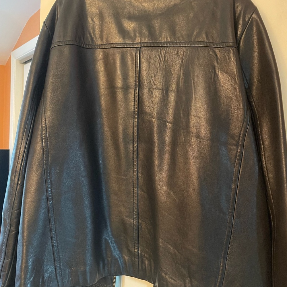 Andrew Marc/Marc New York Black leather bomber jacket Motorcycle jacket Size XL